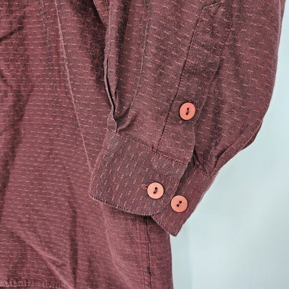 Jhane Barnes Shirt Mens 2XB Button Up Cotton Maroon Abstract Long Sleeve Big - Picture 4 of 11
